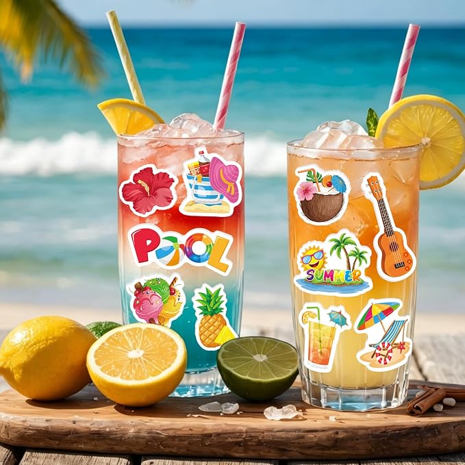 300Pcs Summer Foam Stickers, Colorful Self-Adhesive Summer Pool Beach Stickers - Image 3