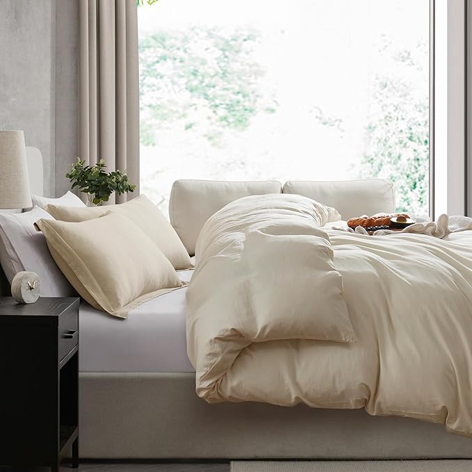 Nestl Beige Cream Duvet Cover Queen Size - Image 7