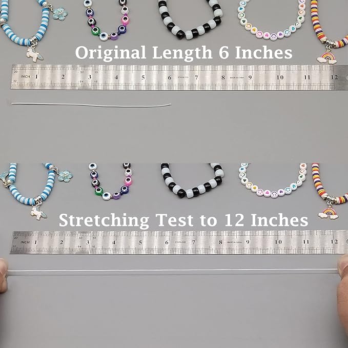 LUSTEMBER Elastic String for Bracelets, 1 mm x 110 Yards Sturdy Stretchy - Image 4