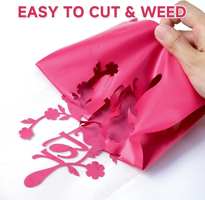 RENLITONG Rose Red Iron on Vinyl 12Inch by 20ft Roll Heat Transfer Vinyl - Image 4