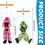 Meooeck 6 Pack Wooden Marionette Puppets Pull String Puppets, Include 6 Colors - Image 2