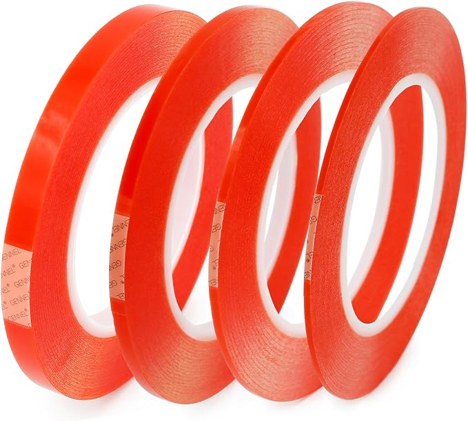 4pcs Clear Double Sided Adhesive Tape | 4 Rolls Multi-Size Acrylic Tape by GENNEL