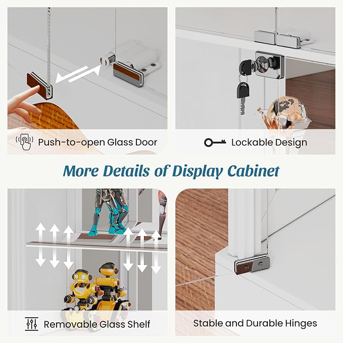 Dystler Display Cabinet with RGB LED Lights & Glass Doors, Flexible Storage - Image 6