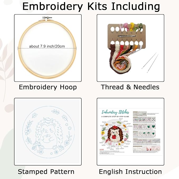 Louise Maelys Hedgehog Embroidery Kit, Cross Stitch Kit - Image 4