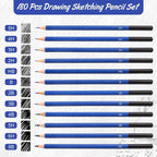 Humyoun 180 Pcs Graphite Sketch Pencil Set Professional Drawing Pencils - Image 3