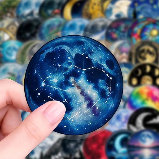 50PCS Transparent Moon & Space Stickers, Waterproof PET Celestial Decals - Image 2