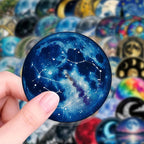 50PCS Transparent Moon & Space Stickers, Waterproof PET Celestial Decals - Image 2