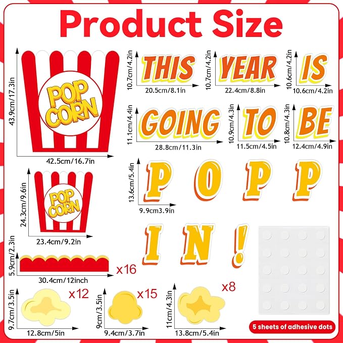 Popcorn Bulletin Board for Classroom Decorations Happy New Year Classroom - Image 2