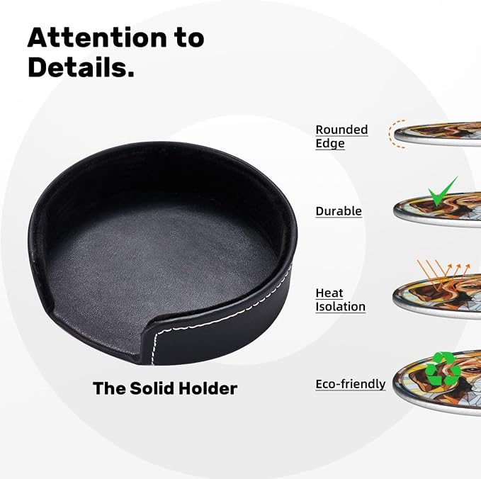 Drink Coaster Set of 6, Beagle Dog Mom Lover Gift, Leather Drink Coasters - Image 7