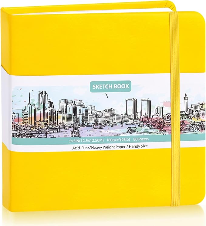 Prudiut Hardcover Pocket Sketchbook, 98lb/160gsm Heavyweight Tiny Sketch Book by Prudiut