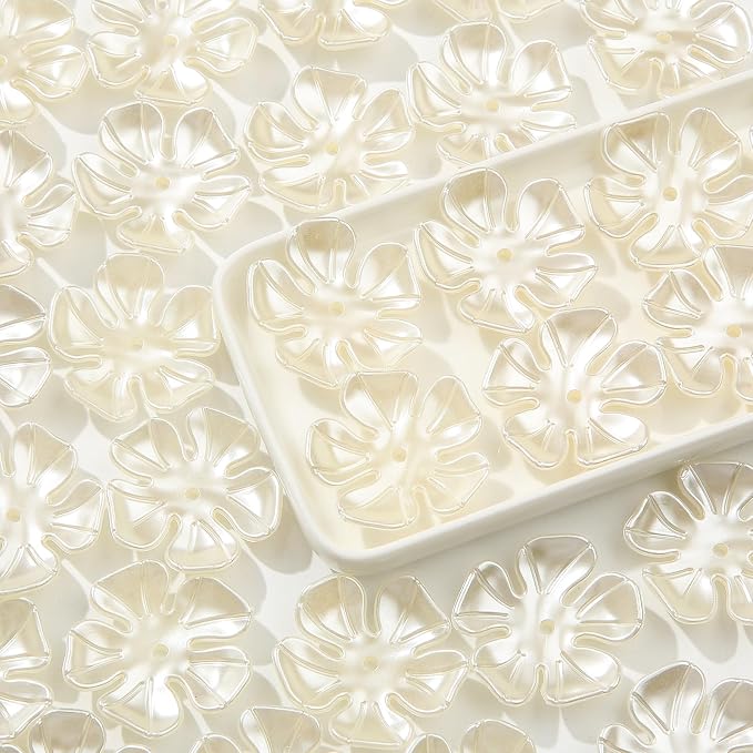 40pcs Flower Shape Beads White Pearl Flower Beads Color Lily Beads - Image 6