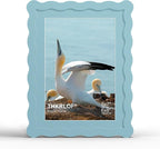 6x8 Picture Frame with Mat for 5x7, Wavy Edge Wooden Real Glass Photo Frame for by THKRLOF