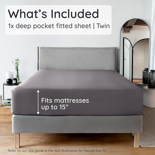 Bambaw 100% Viscose Derived from Bamboo Fitted Sheet Twin Size, 15’’ Deep Pocket - Image 2