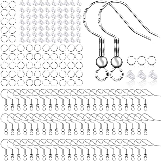 925 Sterling Silver Earring Hooks 150 PCS/75 Pairs, Ear Wires Fish Hooks | by OfficeArtCraftsProducts