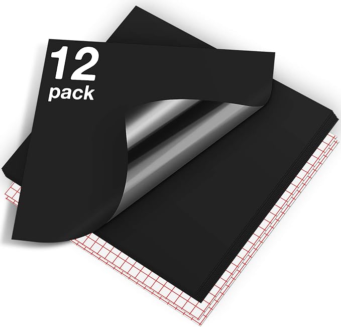 HTVRONT Matte Black Permanent Vinyl 12 Pack 12"x12" Compatible by HTVRONT