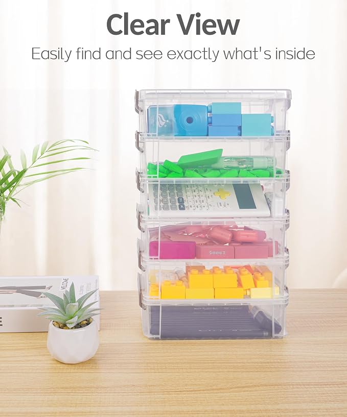Sooez 6 Pack Extra Large Pencil Box, Plastic Pencil Case Crayon Box Bulk - Image 5