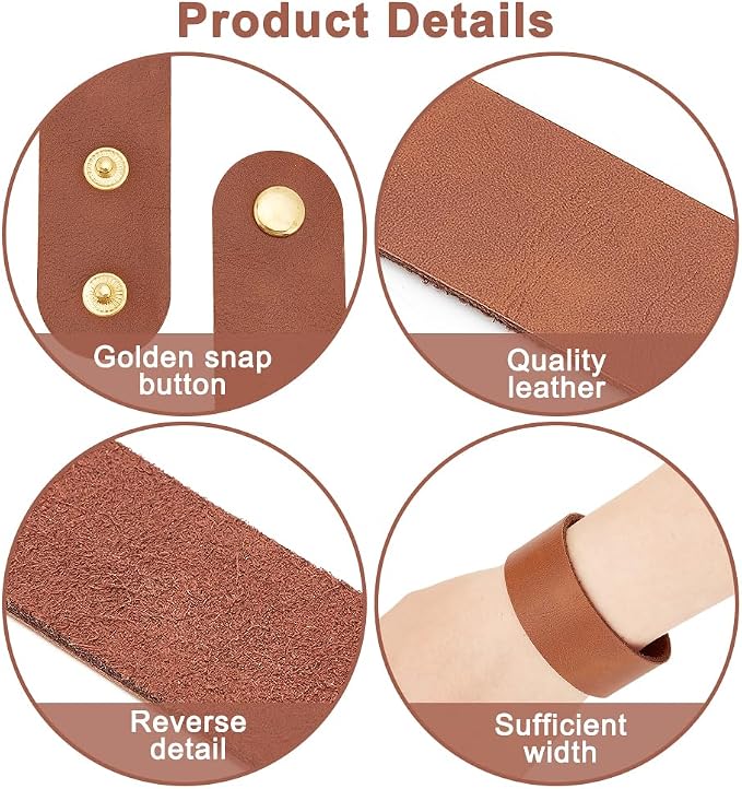 OLYCRAFT 12pcs Adjustable Leather Bracelets 8.6x1 Inch Blank Genuine Leather - Image 4