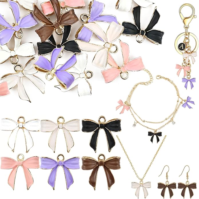 Bow Charms for Bracelet Jewelry Making Cute Bracelet Charms | 18Pcs, Bow Charms by Unknown