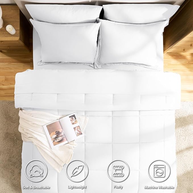 CozyLux King Size Comforter Set White - Image 2