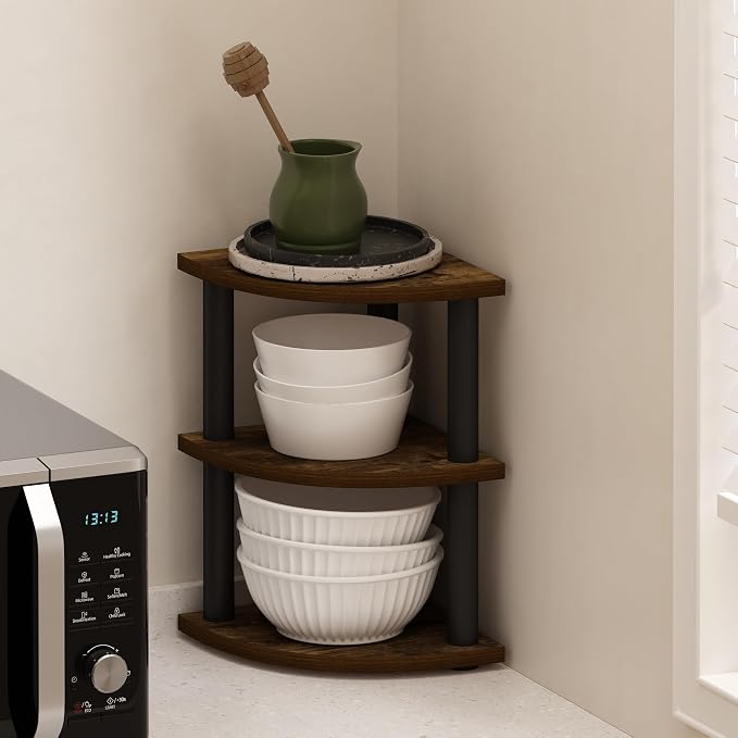 Furinno Turn-N-Tube Kitchen Countertop Organizer, 3-Tier Corner Countertop - Image 2
