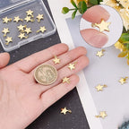 Beebeecraft 1 Box 20Pcs Gold Star Charms 18K Gold Plated Small Pentagram Dangle - Image 3