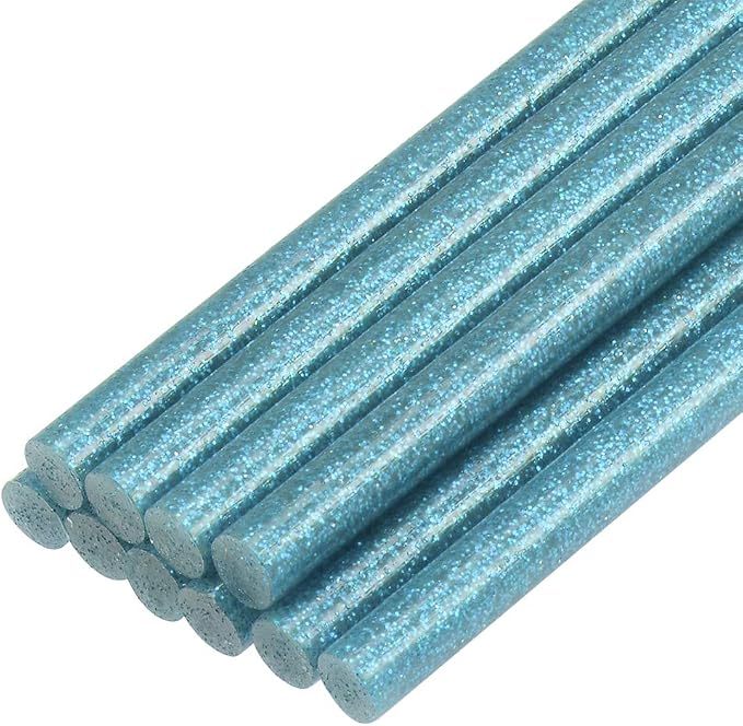 uxcell Mini Hot Glue Sticks for Glue Gun 0.27-inch x 4-inch Blue Glitter 10pcs by uxcell