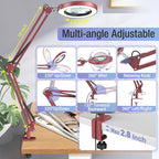 10X Magnifying Glass with Light and Clamp, Real Glass Stand Lighted Magnifier - Image 3