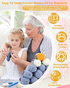 Coopay Crochet Kit Beginners for Blanket, Granny Squares Crochet Blanket Kit w - Image 3