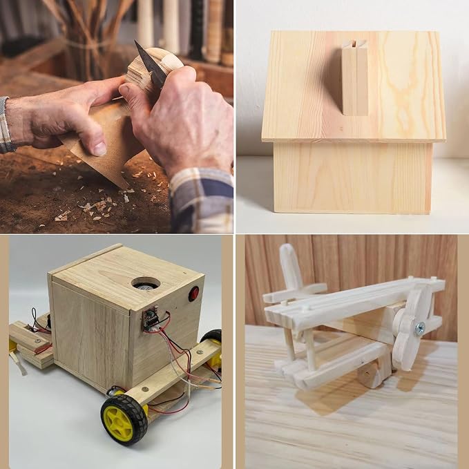 10PCS Rectangle Wood Boards Unfinished Wood Blocks - Image 6