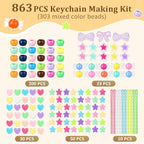 863 Pcs Keychain Making Kit, Alphabet Beads Craft Set - Image 4
