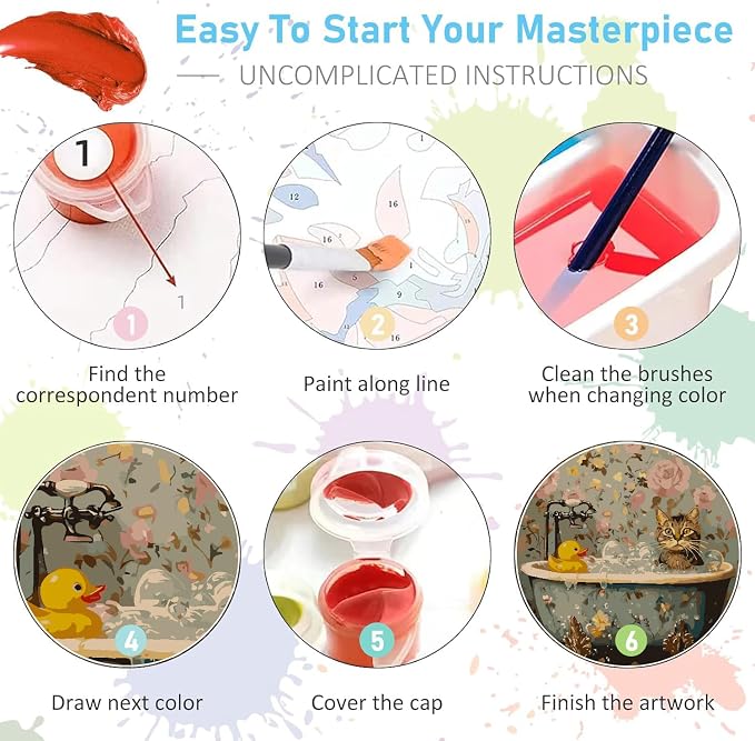 Mrnsiet Paint by Number for Adults Beginners, Easy Cat Paint by Numbers Kits on - Image 7