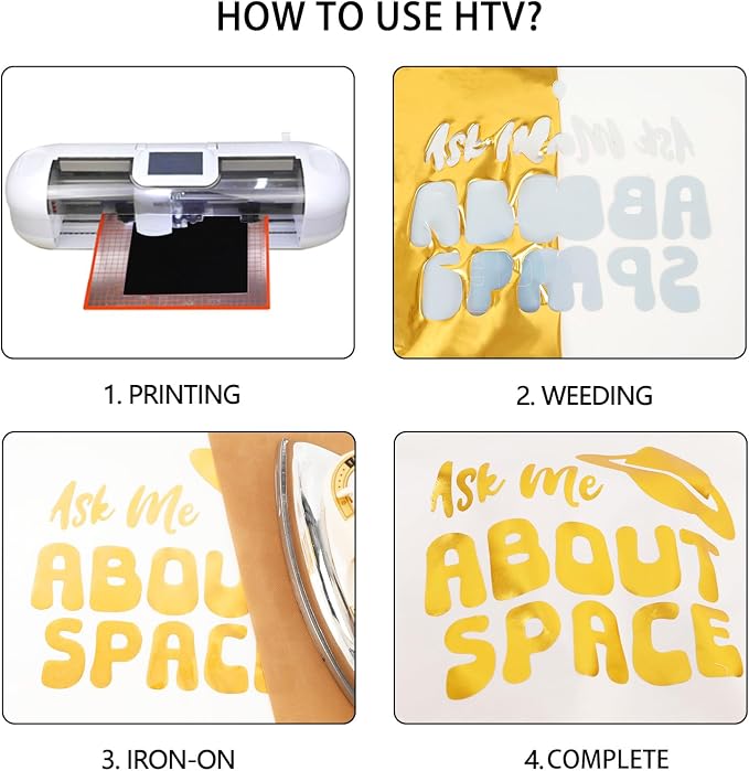 FUNKAKA Heat Transfer Vinyl Glossy Gold HTV Rolls - Image 4