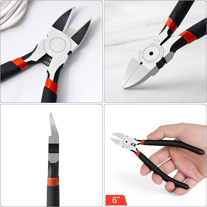 BOENFU 6 Inches Wire Cutters Heavy Duty Snips Flush Cut Side Cutters Pliers - Image 6