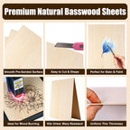 5Pack Balsa Wood Sheets Basswood Craft Plywood 12"x12"x1/16 | Smooth Wood Blanks - Image 3