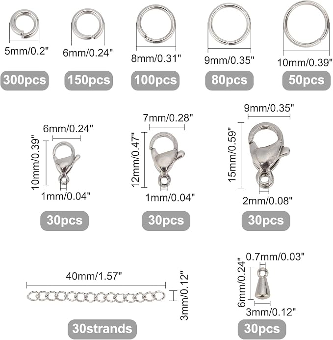 PH PandaHall 830pcs Jewelry Making Findings Stainless Steel - Image 4