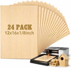 Juexica 24 Pcs 12" X 16"x 1/8" Basswood Craft Sheets, 3mm Plywood Board Wood by Juexica