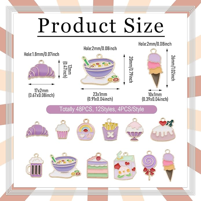 Enamel Food Charms Cute Assorted Food Pendants Sweet Dessert Charms - Image 2