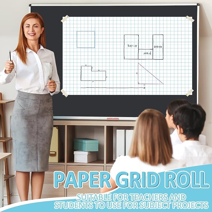 Qyeahkj Blue Checked Bulletin Board Paper Roll Blue White Bulletin Board - Image 6
