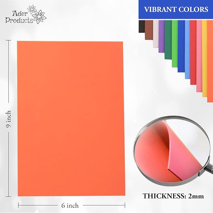Eva Foam Sheets, 12 Assorted Colors, 2mm Thick, 6 x 9 Inch, Handicraft Foam - Image 2