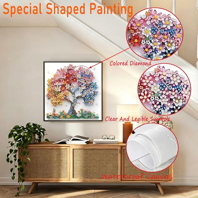 SHICERNHJ 5D Diamond Art Kits for Adults Beginner, Colorful Flower Tree Diamond - Image 6