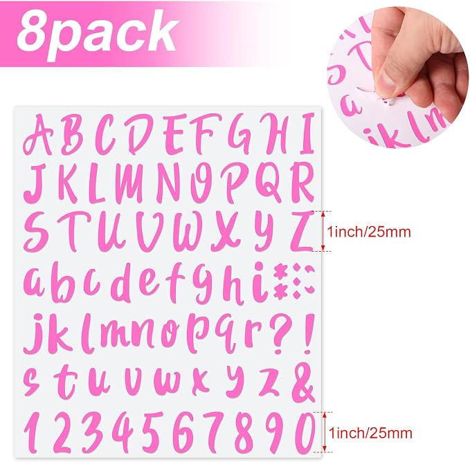 Outus 576 Pcs 8 Sheets Letters Stickers Vinyl Alphabet Number Decals Back to - Image 3