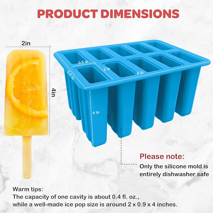 Miaowoof Homemade Popsicle Molds, 10-Cav Non-BPA Silicone Ice Pop Maker - Image 4