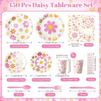450 Pcs Daisy Groovy Tableware Set Decorations Boho Daisy Flower Paper Plates - Image 3