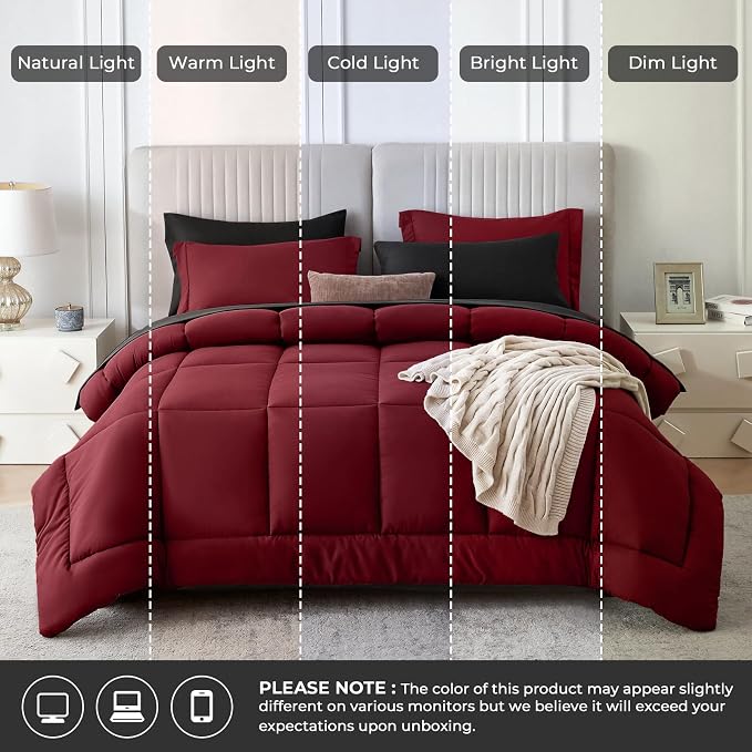 Sasttie Oversized King Comforter Set, 7 Pieces Reversible Bed in a Bag - Image 7