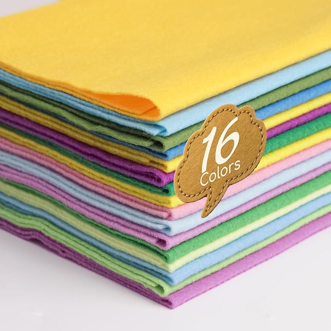 16 Pcs 8x18in Soft Felt Fabric Sheets, 16 Assorted Macarone Colors Felt Pack by Unknown