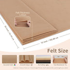 Tan Felt Fabric Sheet 72" X 36", 1.4mm Thick Large Soft Durable Flexible Craft - Image 2