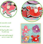 Wooden Peg Puzzles for Toddlers 1-3, Kids' Educational Preschool Peg Puzzle Toy - Image 2