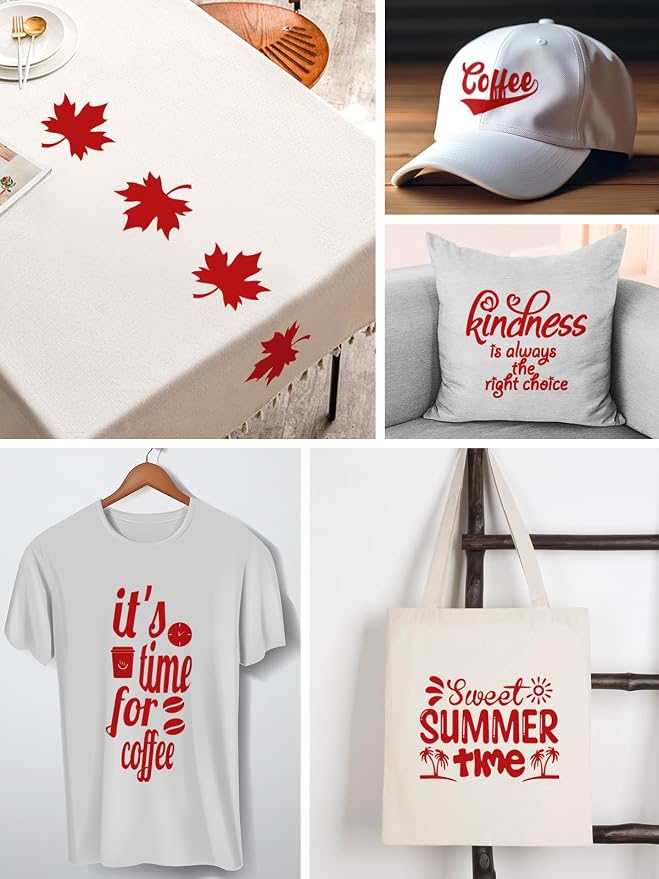 Heat Transfer Vinyl Bundle: 16 Pack 12" x 10" Red Heat Transfer Vinyl T-Shirt - Image 2