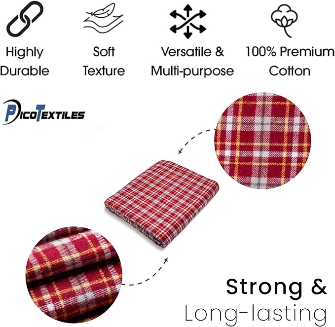Pico Textiles 1 Yard Red Tartan Plaid Flannel Fabric - Image 4