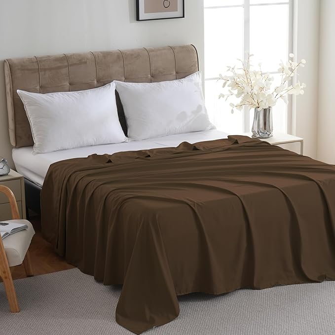ZPECC King Flat Sheet Only 6 Pack, Durable Brown Top Bed Sheets Hypoallergenic - Image 2